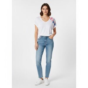 Time Square white floral front tie t-shirt size XL